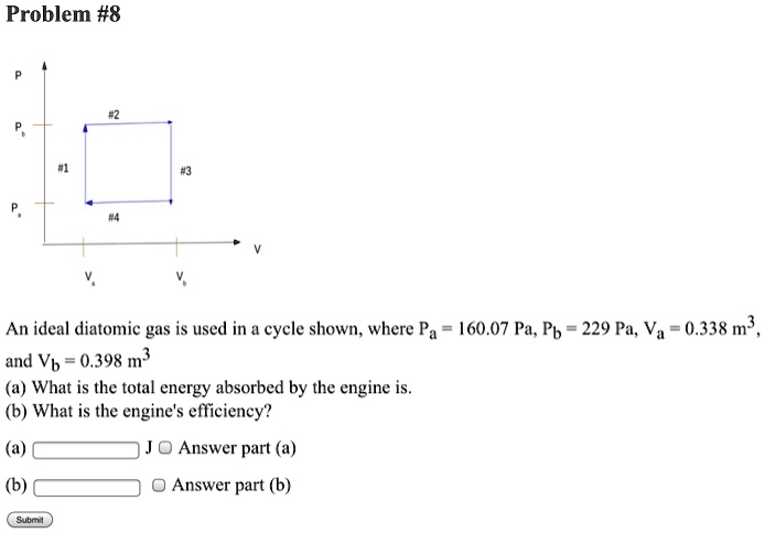 Solved Problem An Ideal Diatomic Gas Is Used In Cycle Shown Where