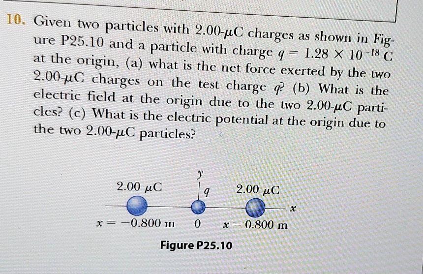 SOLVED 10 Given Two Particles With 2 00 C Charges As Shown In Fig