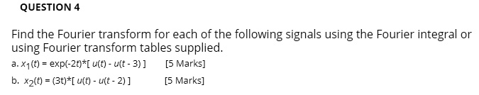 SOLVED QUESTION 4 Find The Fourier Transform For Each Of The Following