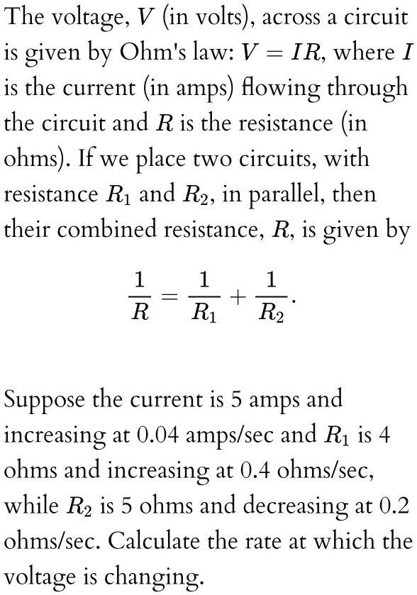 Solved The Voltage V In Volts Across A Circuit Is Given By Ohm S