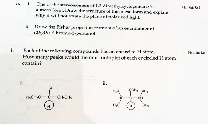 SOLVED One Of The Stereoisomers Of 1 2 Dimethylcyclopentane Meso Form