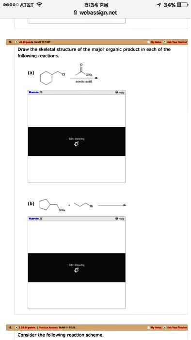 Solved Draw The Skeletal Structure Of The Major Organic Product In