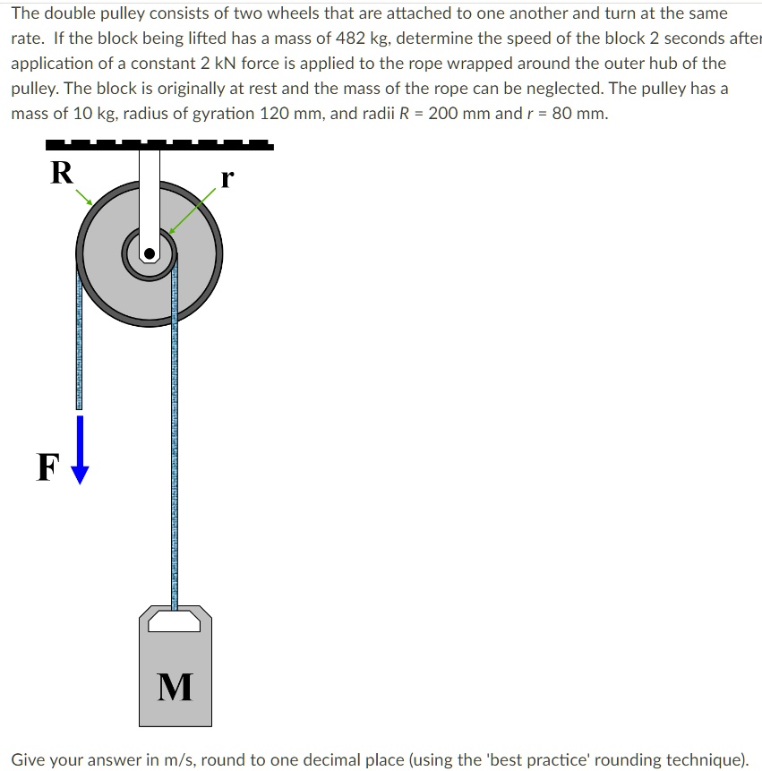 Solved The Double Pulley Consists Of Two Wheels That Are Attached To