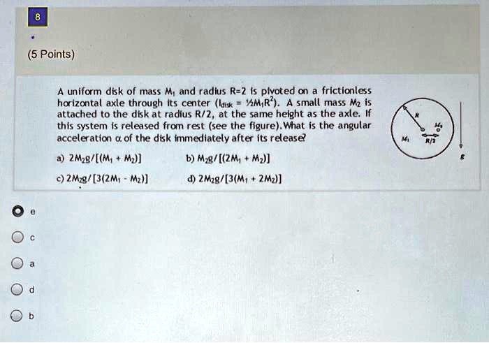 Solved Uniform Disk Of Mass M And Radius R Is Pivoted On A