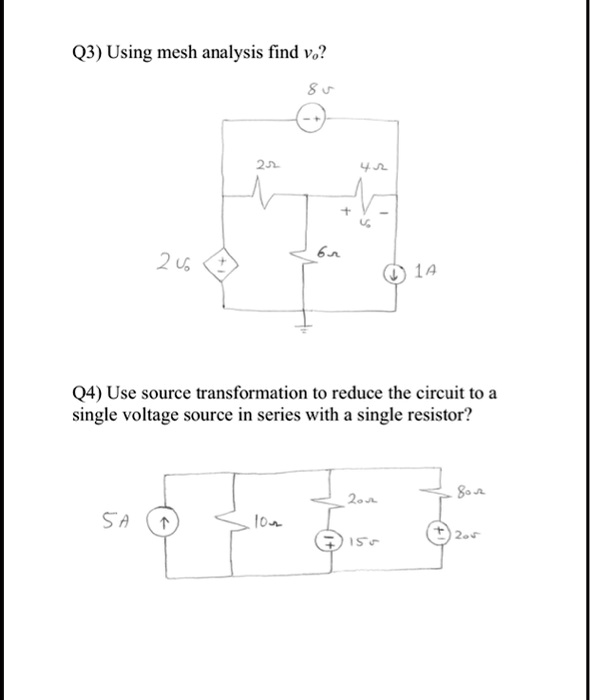 Solved Q Using Mesh Analysis Find Vo Q Use Source Transformation