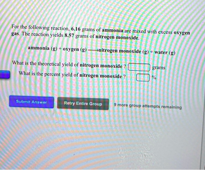 SOLVED For The Following Reaction 6 16 Grams Of Ammonia Gas The