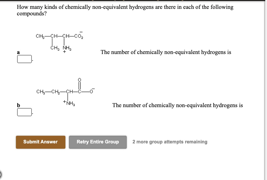 SOLVED How Many Kinds Of Chemically Non Equivalent Hydrogens Are There