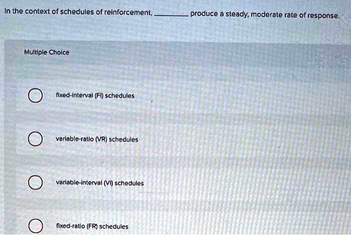 SOLVED In The Context Of Schedules Of Reinforcement Produce A Steady