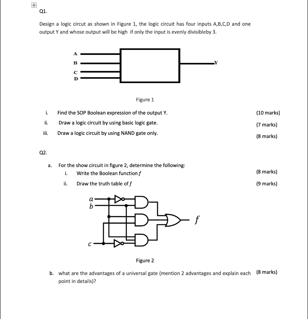 SOLVED Text Q1 Design A Logic Circuit As Shown In Figure 1 The