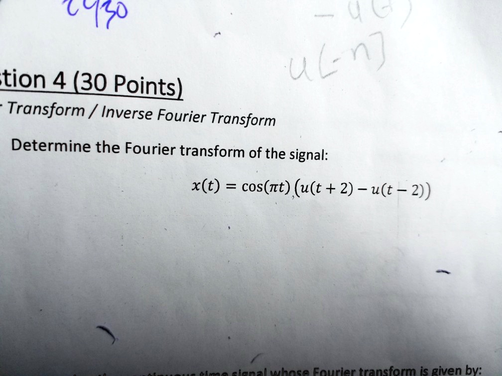 SOLVED Tion 4 30 Points Transform Inverse Fourier Transform