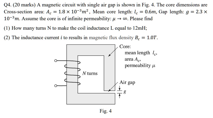 Solved Q Marks A Magnetic Circuit With Single Air Gap Is Shown