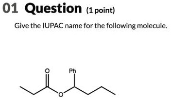 SOLVED 01 Question 1 Point Give The IUPAC Name For The Following