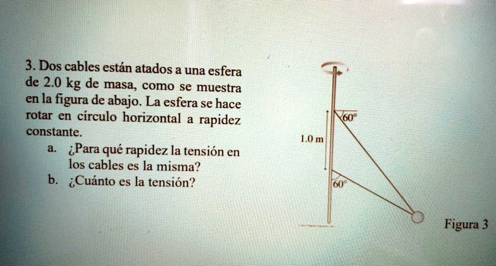 SOLVED Dos cables estÃn atados a una esfera de 2 0 kg de masa como