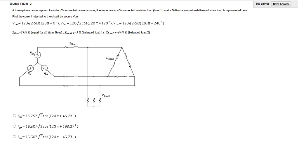 Solved A Three Phase Power System Including A Y Connected Power Source