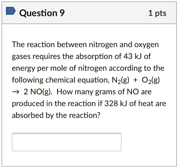 Solved Question Pts The Reaction Between Nitrogen And Oxygen Gases