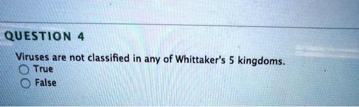 Solved Question Viruses Are Not Classified In Any Of Whittaker S