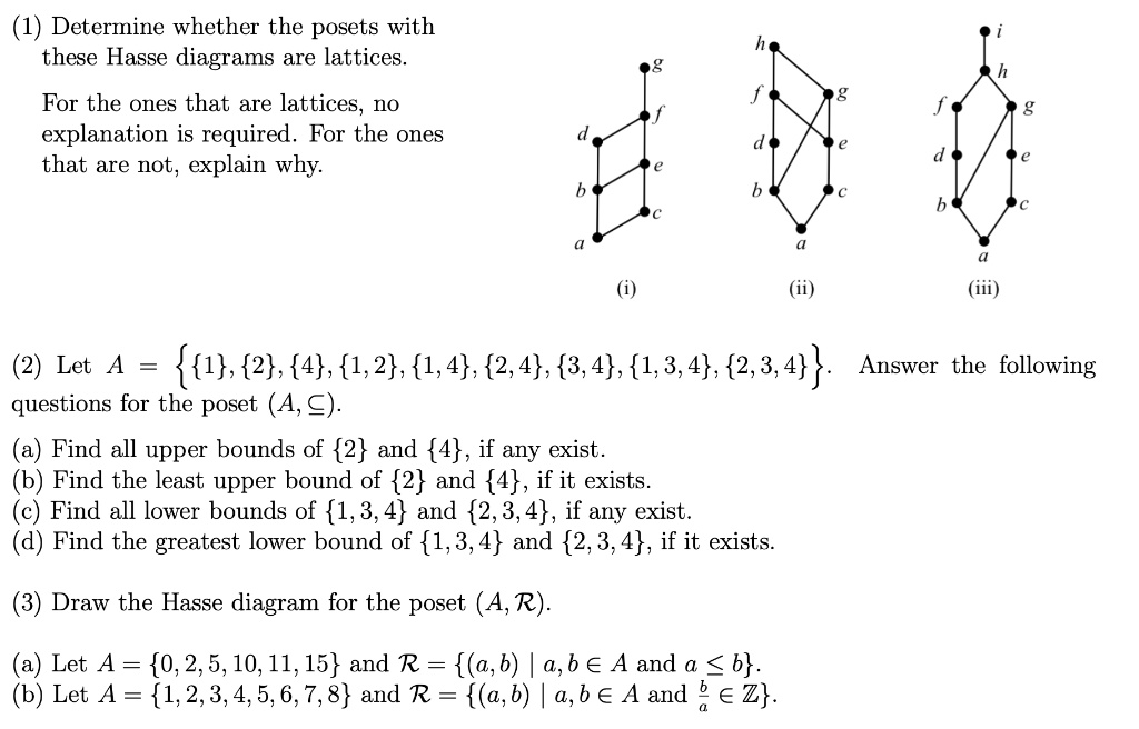 Determine Whether The Posets With These Hasse Diagrams Are Lattices For