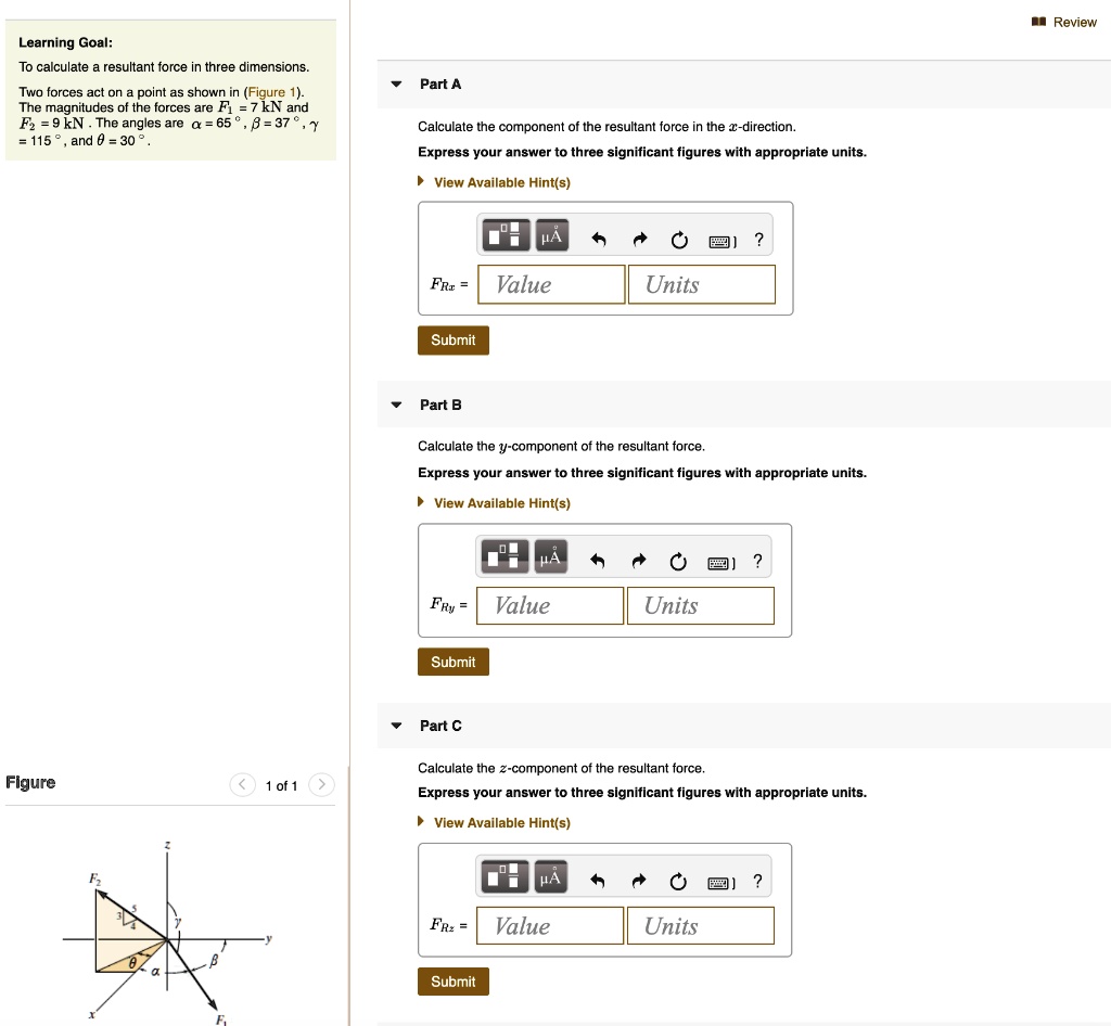 Solved Learning Goal To Calculate Resultant Force In Three Dimensions