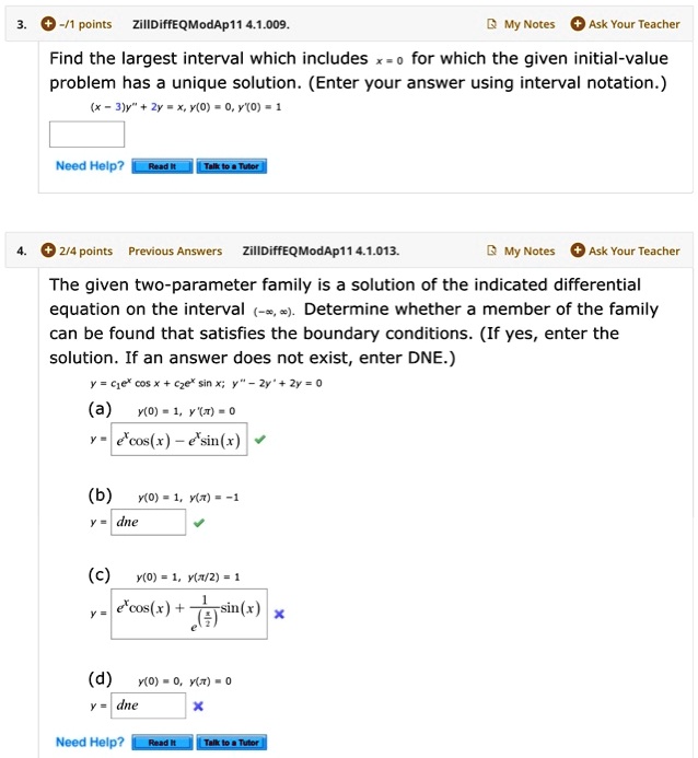 Solved Zill Diff Eq Mod Ap My Notes Ask Your Teacher Find