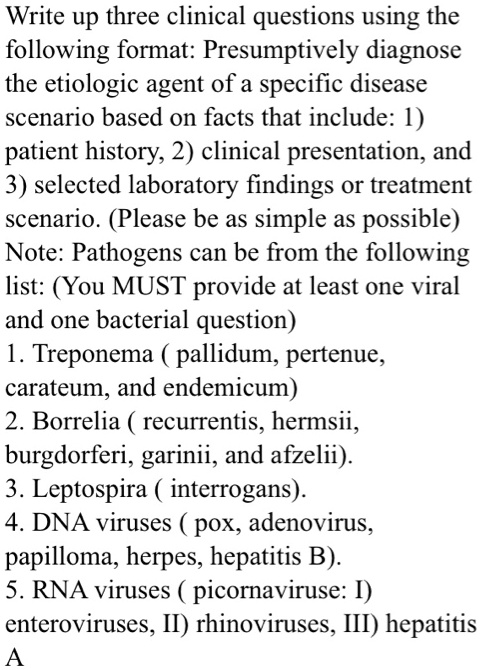 SOLVED Write Up Three Clinical Questions Using The Following Format