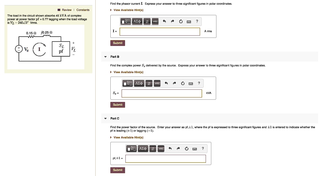 Solved Find The Phasor Current I Express Your Answer To Three