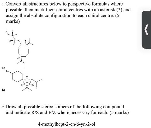 Solved Convert All Structures Below To Perspective Formulas Where