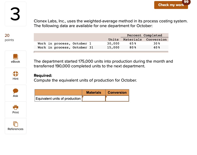 Solved Clonex Labs Inc Uses The Weighted Average Method In Its