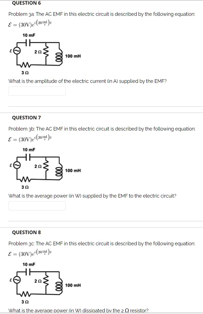 Solved Question Problem A The Ac Emf In This Electric Circuit Is