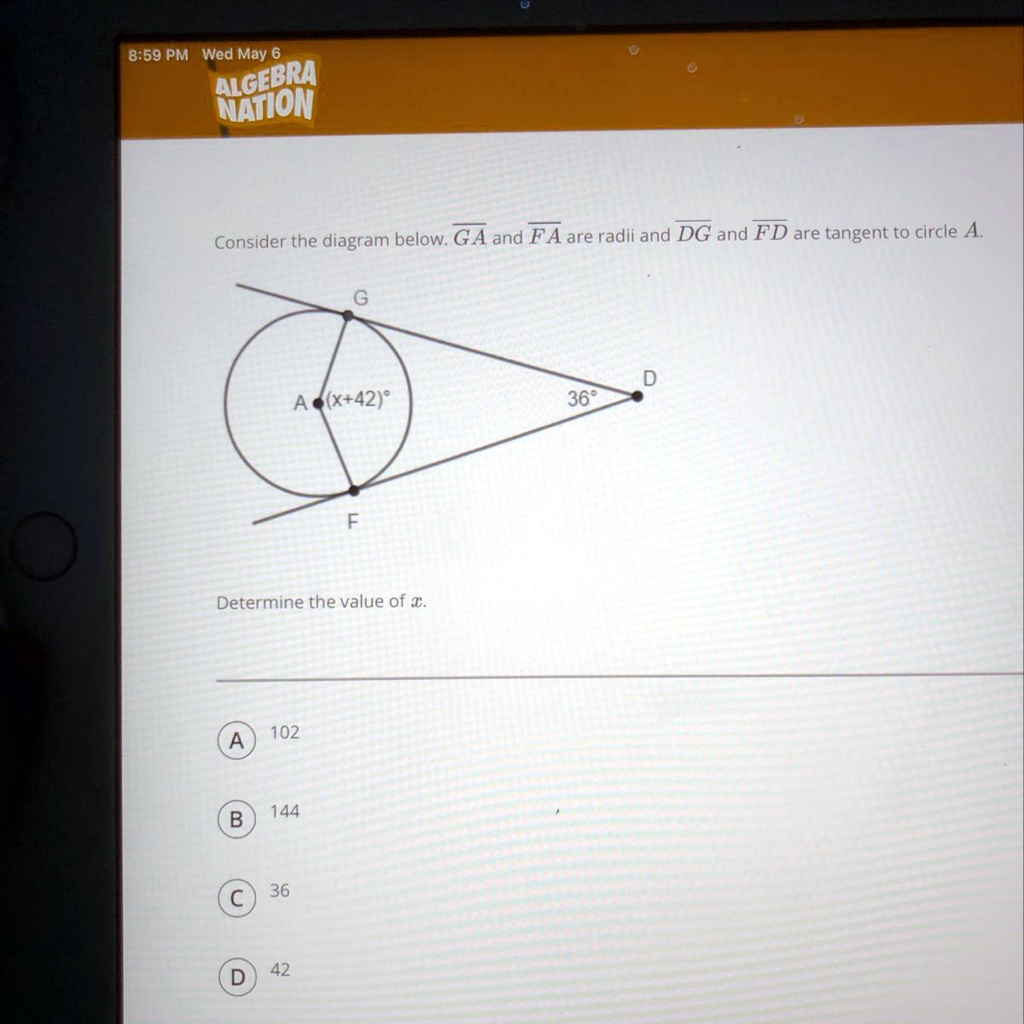 Solved Consider The Diagram Below Ga And Fa Are Radii And Dg And Fd