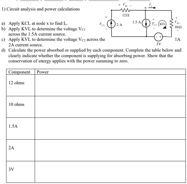 SOLVED Circuit Analysis And Power Calculations Apply KCL At Node X To