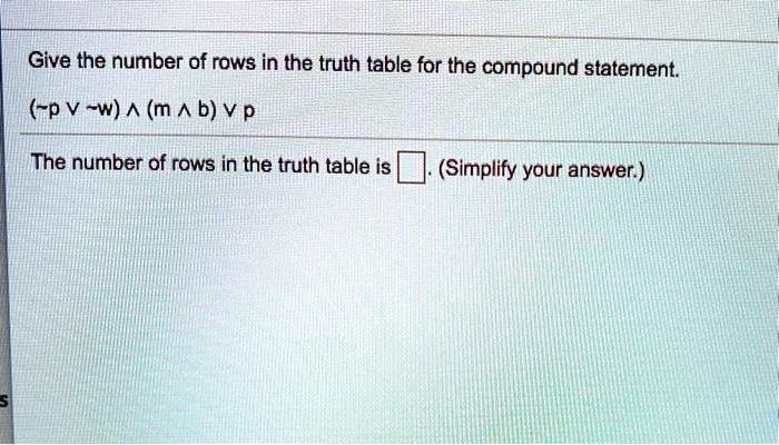 SOLVED Give The Number Of Rows In The Truth Table For The Compound