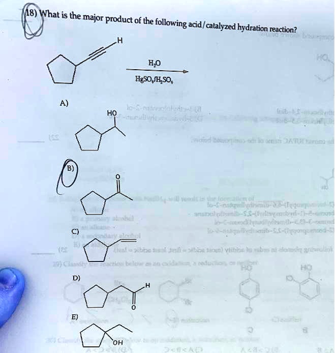 Solved What Is The Major Product Of The Following Acid Catalyzed