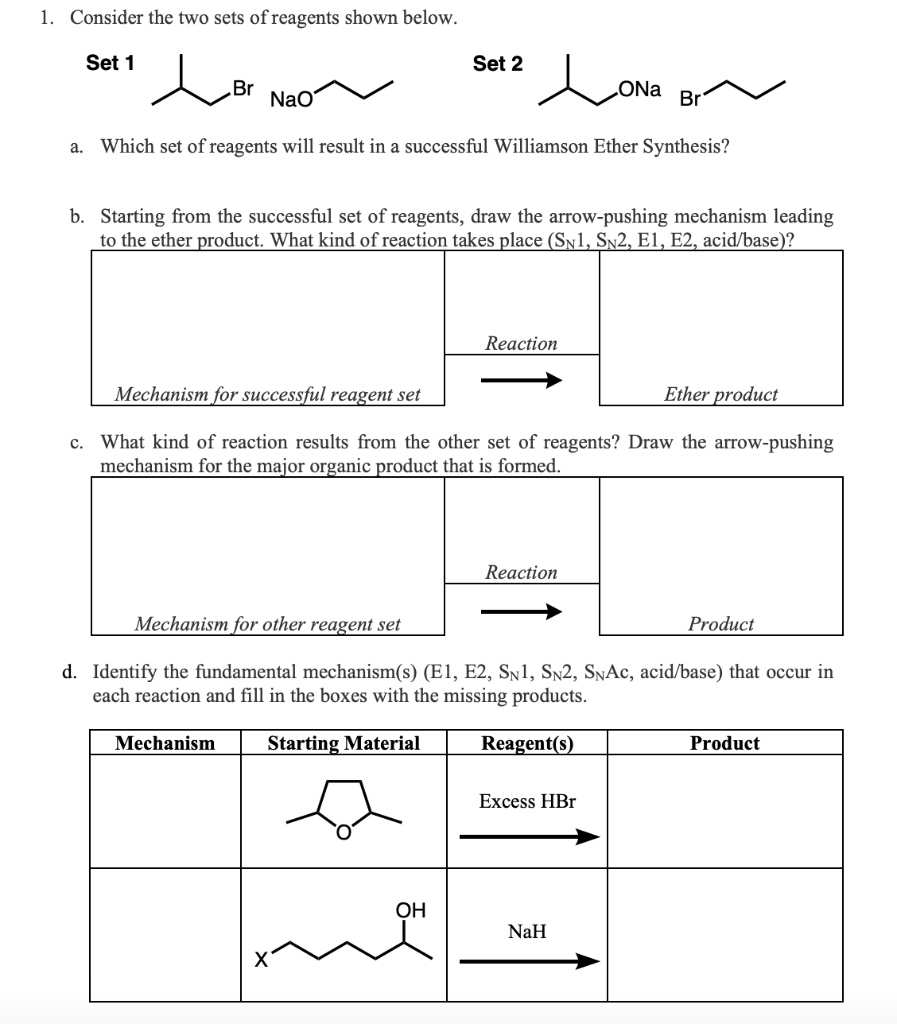 SOLVED Consider The Two Sets Of Reagents Shown Below Set 1 Set 2 Br