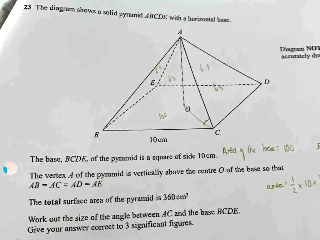 23 The Diagram Shows Solid Pyramid Abcde With Horizontal Base Diagram