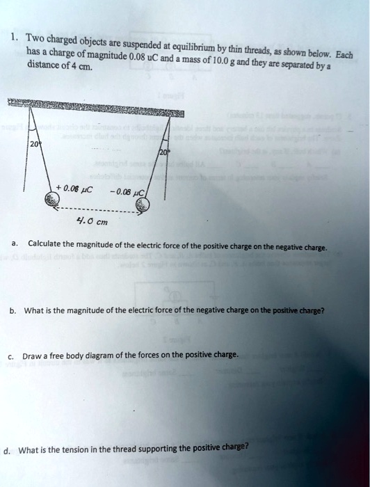 Solved Two Charged Objects Are Suspended At Has Charge Of