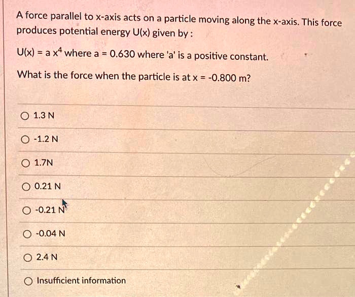 SOLVED A Force Parallel To The X Axis Acts On A Particle Moving Along