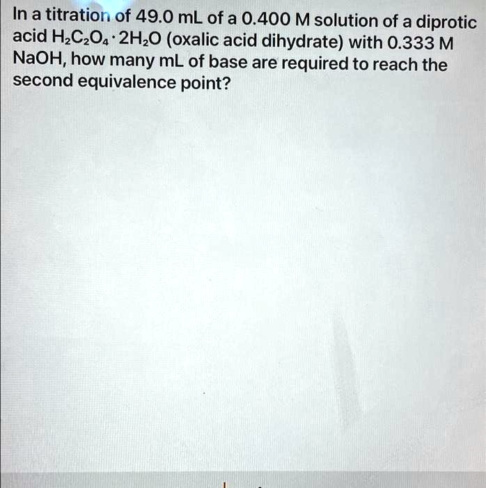 Solved In A Titration Of Ml Of A M Solution Of A Diprotic