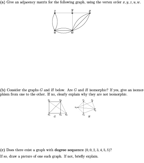 Solved A Give An Adjacency Matrix For The Following Graph Using The