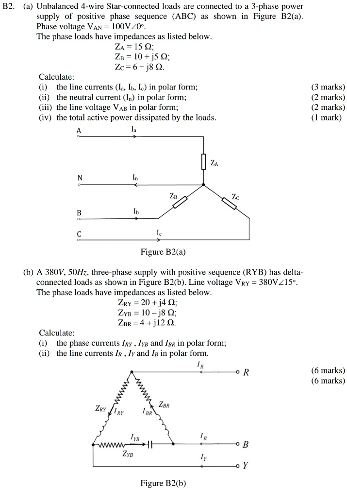 Solved B A Unbalanced Wire Star Connected Loads Are Connected To