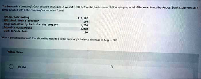 Can You Answer This The Balance In A Companys Cash Account On August