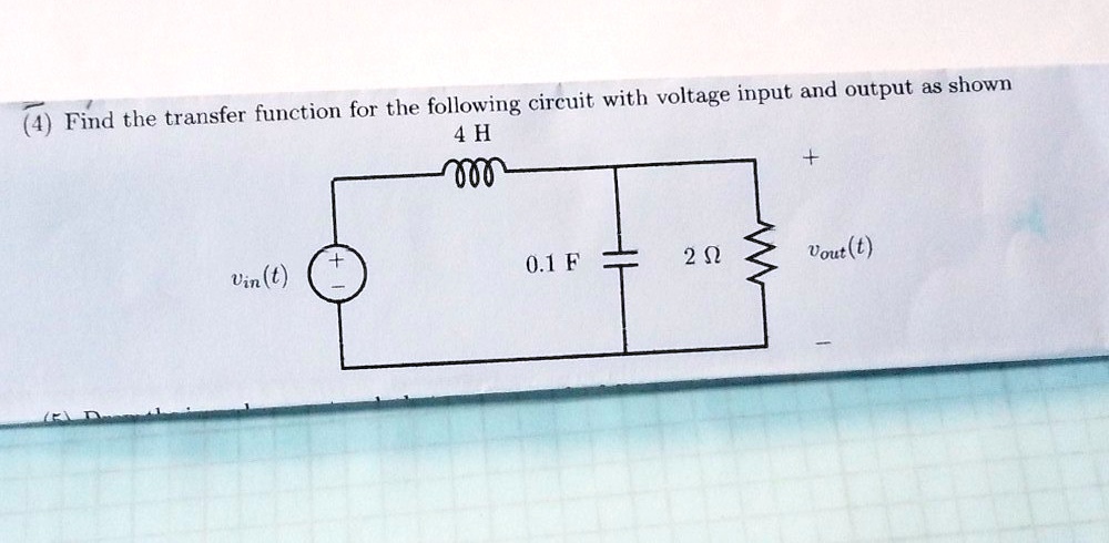 SOLVED Find The Transfer Function For The Following Circuit With