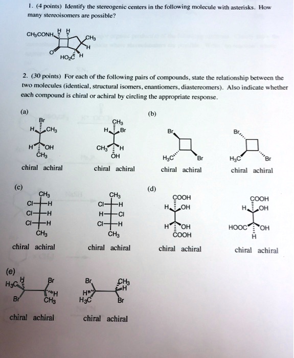 SOLVED Points Identify The Stereogenic Centers Many SlereOisonen A