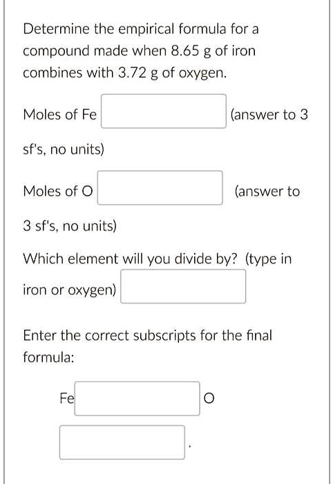 Solved Determine The Empirical Formula For A Compound Made When G