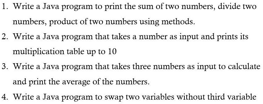 Solved Please Provide Java Programs For All Four Programs Along With