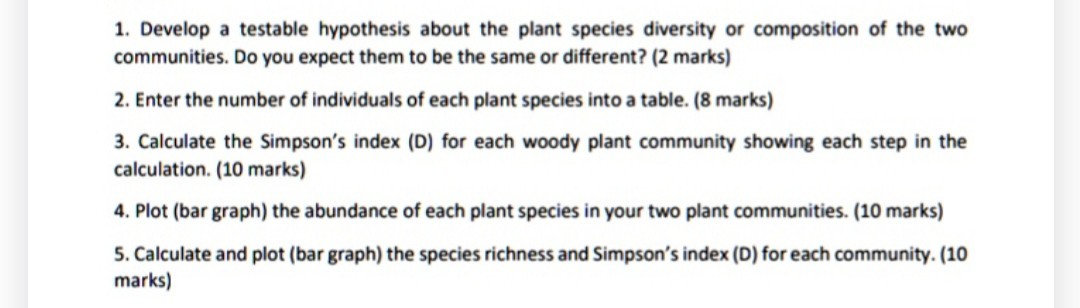 SOLVED 1 Develop A Testable Hypothesis About The Plant Species