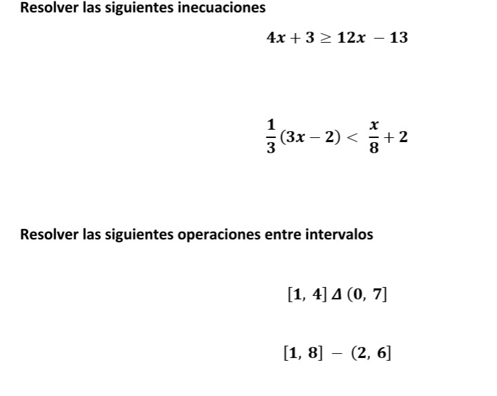 SOLVED Resolver Las Siguientes Inecuaciones 4 X 3 12 X 13 1 3 3 X 2