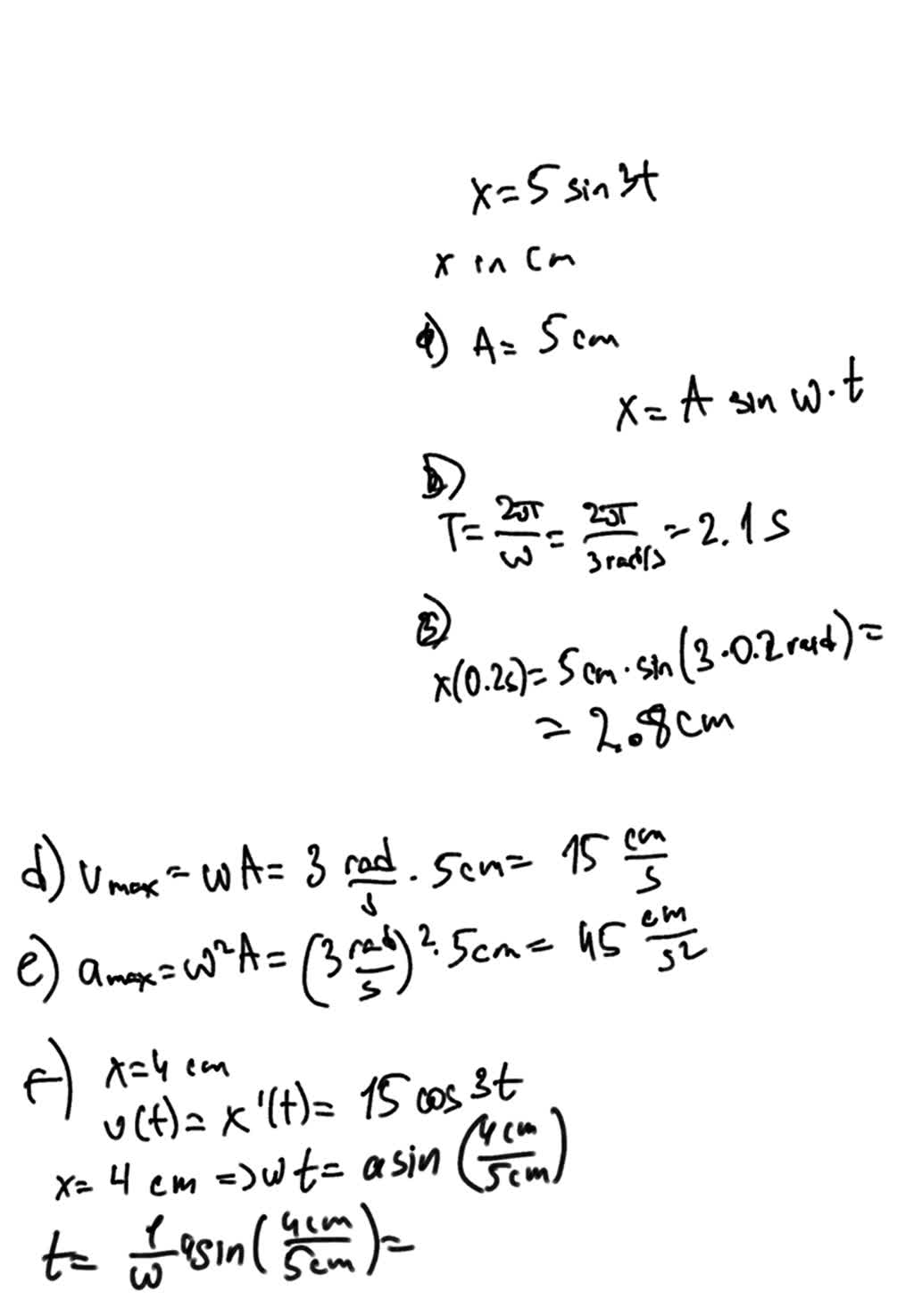 Solved The Displacement Function Of An Oscillating Body Is Given By X