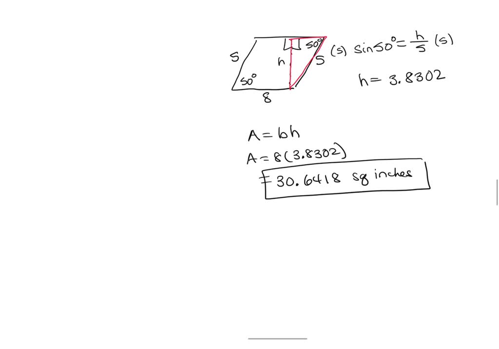 Solved A Parallelogram Has A Inch Side And An Inch Side That Make