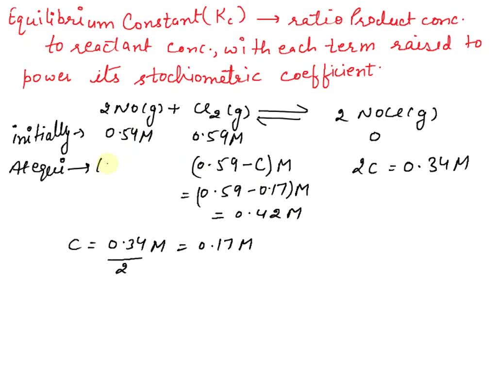 SOLVED Consider The Reaction Between NO And Cl2 To Form NOCl 2NO G