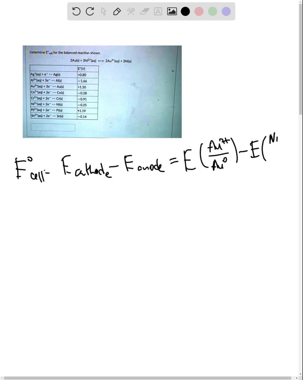 SOLVED Calculating Balanced Reaction And E Cell Value From Given Half